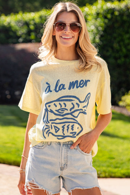 À La Mer Yellow Graphic Tee