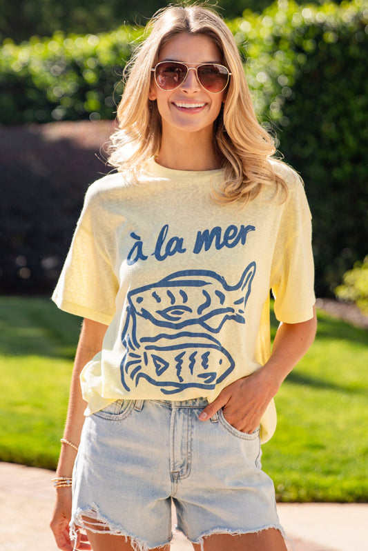 À La Mer Yellow Graphic Tee