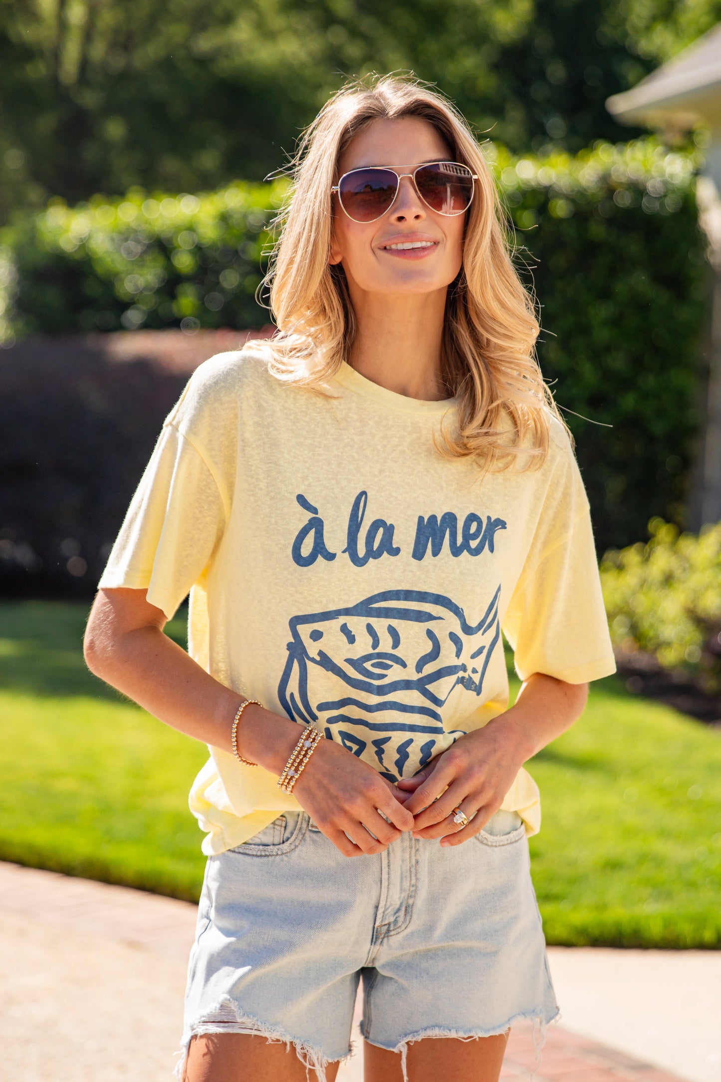 À La Mer Yellow Graphic Tee