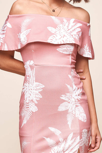 Alina Tiered Off Shoulder Dress Blush