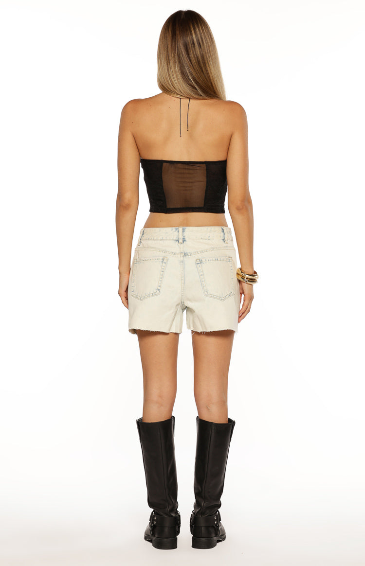 Stay Black Strapless Mesh Corset Top